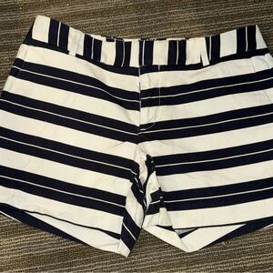 Banana Republic Navy & White High-Rise Striped Shorts